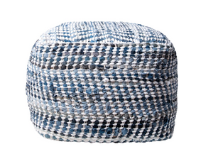Seville Handmade Denim Textured Filled Ottoman Pouf