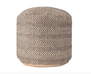 Exeter Chevron Braided Jute Filled Ottoman Pouf - Natural
