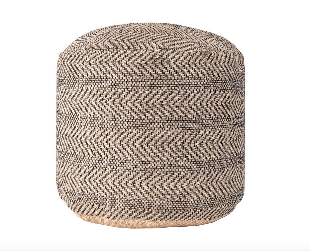 Exeter Chevron Braided Jute Filled Ottoman Pouf - Natural