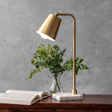 Load image into Gallery viewer, Lincoln 31&quot; Brass &amp; Marble Table Lamp
