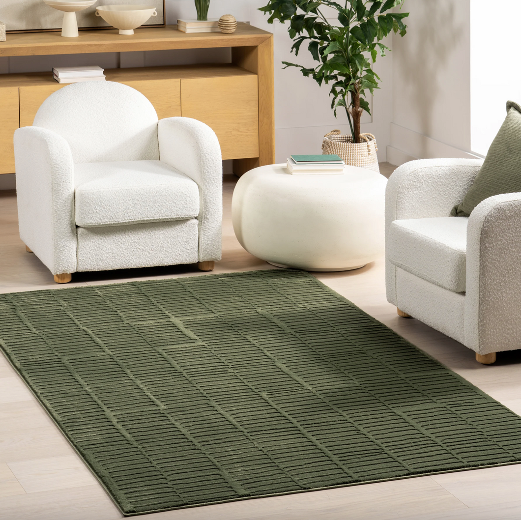 Kailani Geometric Machine Washable Area Rug - Green 5' x 8'