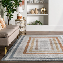 Load image into Gallery viewer, Lilac Striped Bordered Washable Rug 5&#39;3&quot;x8&#39;
