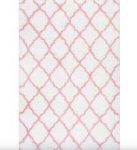 Load image into Gallery viewer, Nelda Trellis Kids Shag Area Rug Baby Pink/White 5&#39; 3&quot; x 7&#39; 6&quot;
