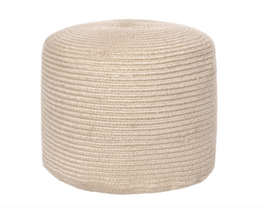 Braided Indoor/Outdoor Filled Ottoman Pouf - Beige