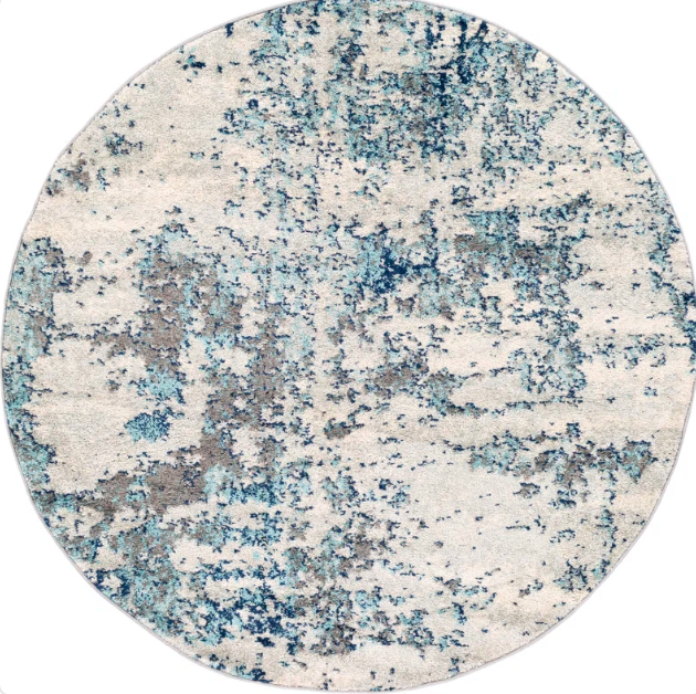 Chastin Modern Abstract Area Rug Blue 6' Round