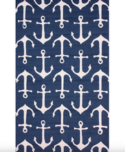 Load image into Gallery viewer, Hand Hooked Despina Indoor/ Outdoor Area Rug Navy Anchor 5&#39; x 8&#39;
