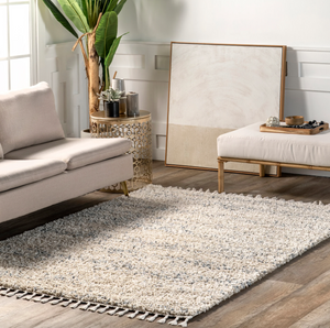 Brooke Shag Tasseled Area Rug Beige 7'10"  x 11'