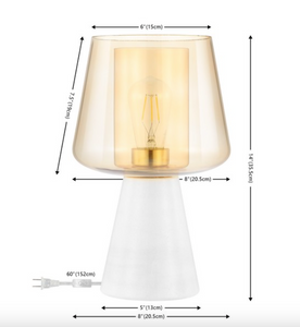 Soraya 14" Amber/White Glass & Marble Table Lamp