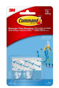 2pk Command Small Decorative Hooks - Clear