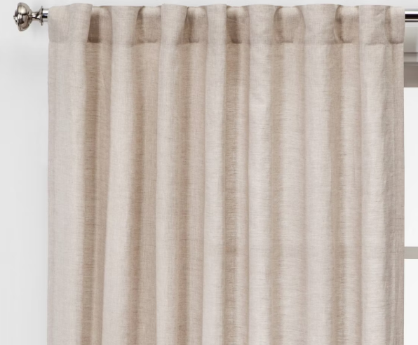 1pc 54"x95" Light Filtering Linen Window Curtain Panel Natural