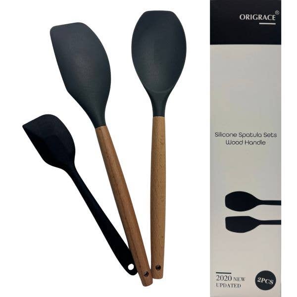 2PC Set Wood Handle Spatula Set + Bonus Spatula