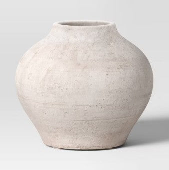 7" Small Ceramic Rustic Artisan Vase -Neutral Distressed