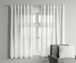 1pc 54"x63" Light Filtering Striation Herringbone Window Curtain Panel Cream/Blue - Project