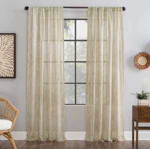 96"x50" Bamboo Stripe Cotton Sheer Curtain Linen - Archaeo