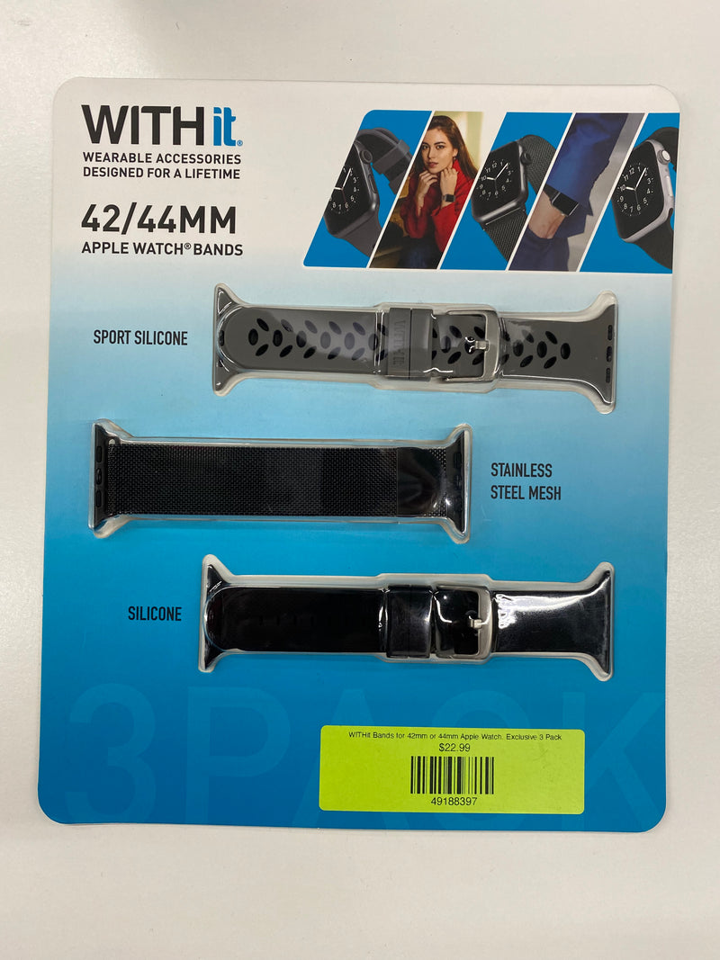 WITHit Bands for 42mm or 44mm Apple Watch, Exclusive 3 Pack