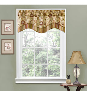 16"x52" Navarra Floral Window Valance Tan - Traditions by Waverly