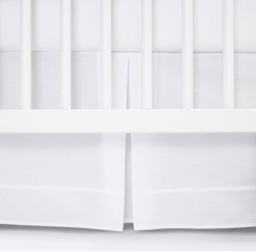 Crib Skirt Pleated -  White