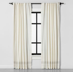 108 x 54 Engineered Plaid Curtain Panel - Sour Cream/Gray - H & H Magnolia