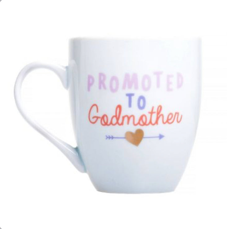 Pearhead Ceramic Mug - Promoted to Godmother - 14oz