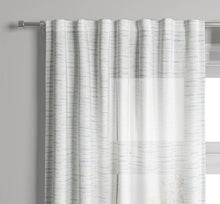Load image into Gallery viewer, 84&quot;x54&quot; Striation Herringbone Light Filtering Window Curtain Panel Cream/Blue
