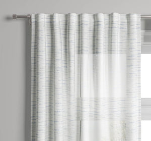 84"x54" Striation Herringbone Light Filtering Window Curtain Panel Cream/Blue