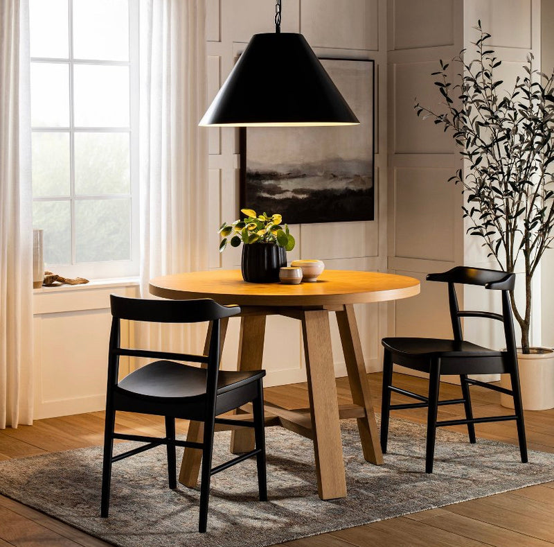 Large Metal Pendant Ceiling Light - Black