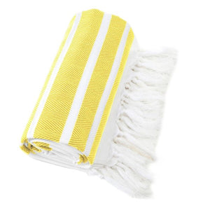 Herringbone Pesetemal Turkish cotton Beach Towel (Yellow)
