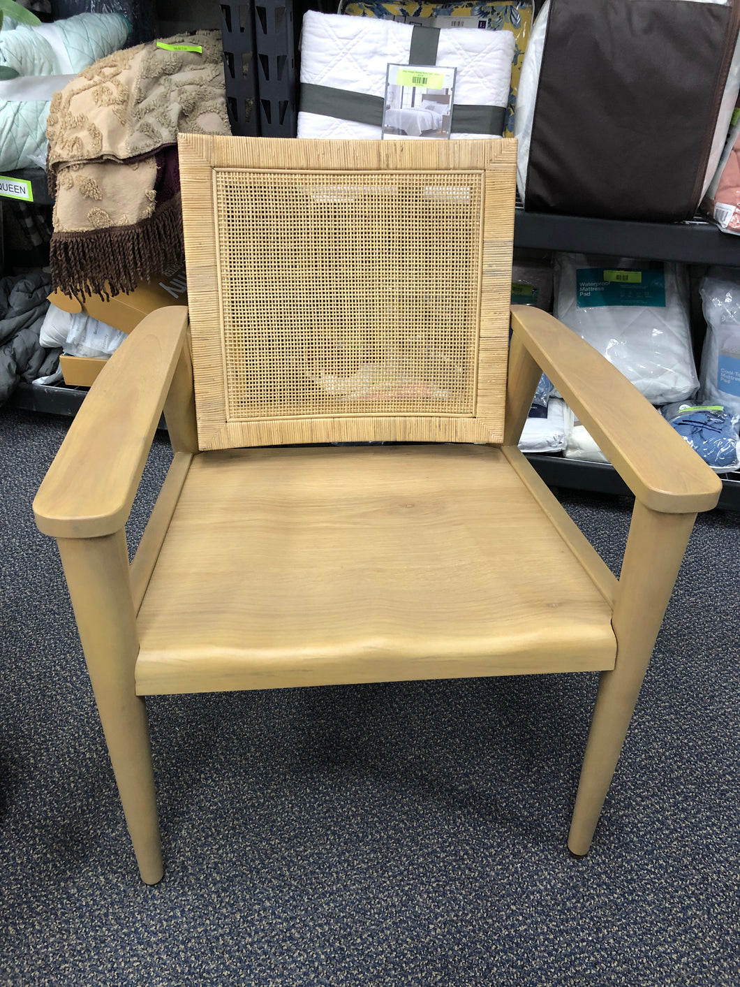 Wood with Cane Back Accent Chair - Natural - H & H Magnolia read description