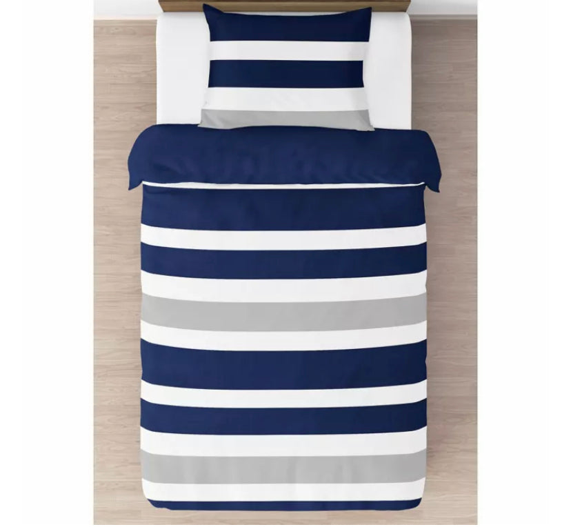 Navy and Gray Stripe Bedding Set (Twin) - 4pc - Sweet Jojo Designs