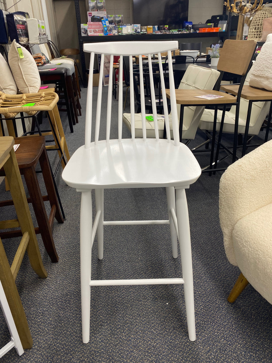 Harwich High Back Windsor Bar Height Barstool- White