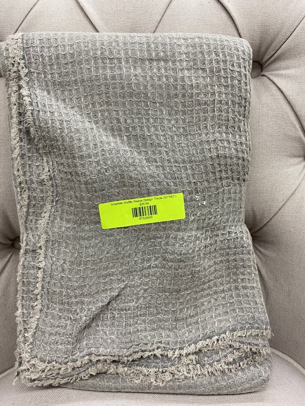 Graphite Waffle Weave Design Throw (50