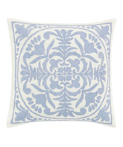 18x18 Mila Embroidered Medallion Throw Pillow Blue - Laura Ashley