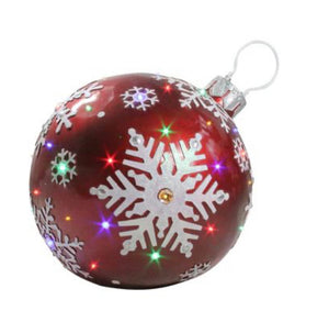 Northlight 18" LED lighted Red Jeweled Commercial Grade Indoor/Outdoor Christmas Ball Ornament with Snowflake - read description