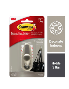 Command Medium Brushed Nickel Metal Hook