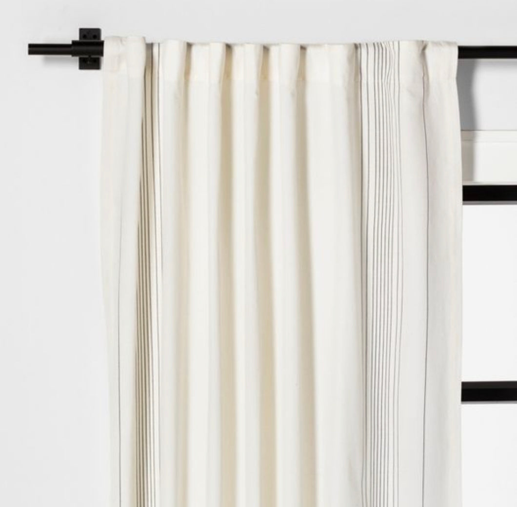 108 x 54 Engineered Plaid Curtain Panel - Sour Cream/Gray - H & H Magnolia