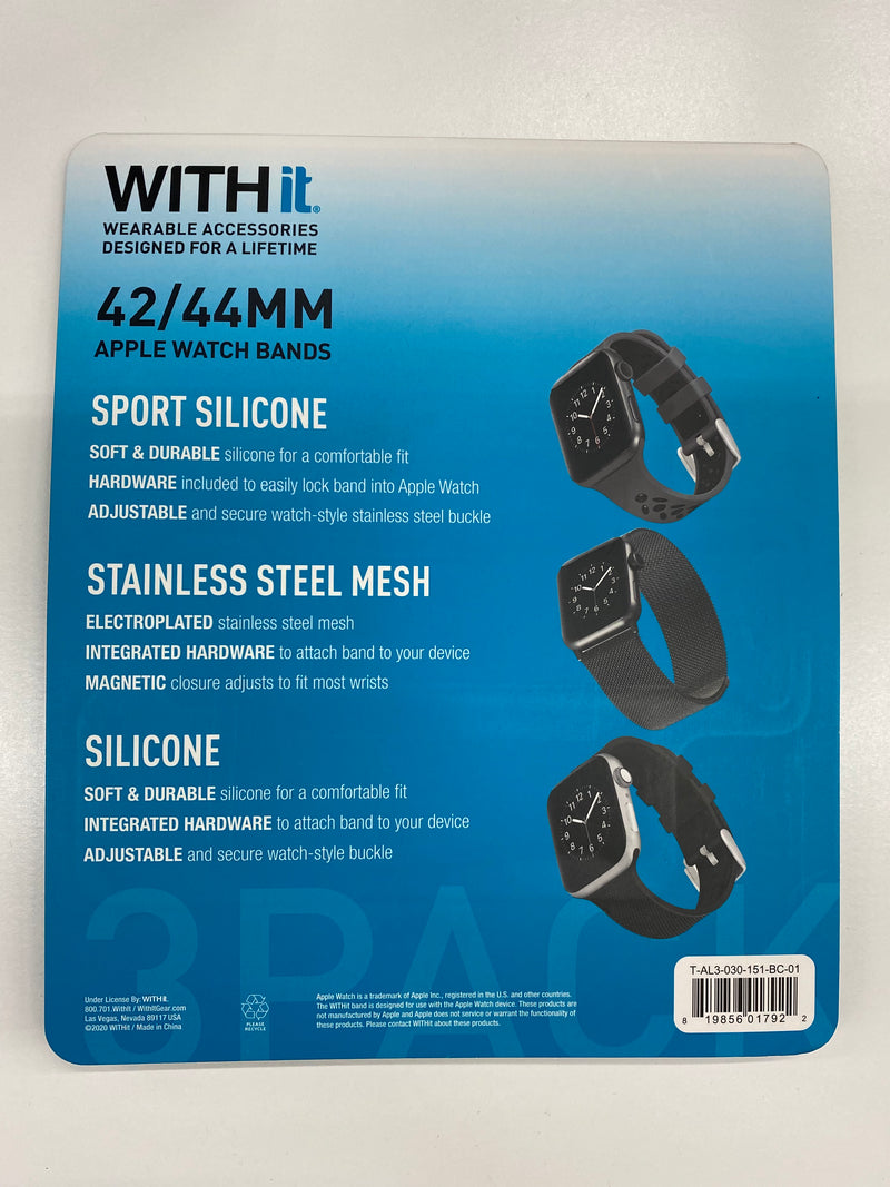 WITHit Bands for 42mm or 44mm Apple Watch, Exclusive 3 Pack