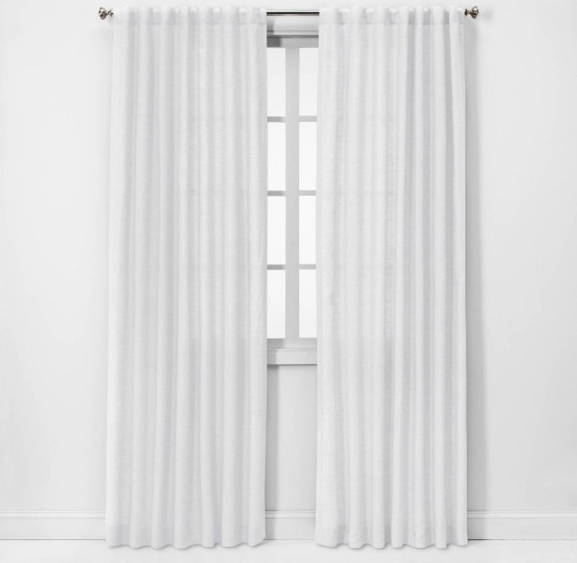 54x95 Linen Light Filtering Curtain- White