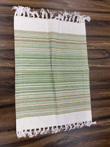 6pc. Cotton Striped Placemats with Fringe - Green