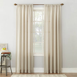 95"x54" Linen Blend Textured Sheer Rod Pocket Window Curtain Panel Ivory - No. 918