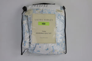 Laura Ashley Reversible Quilt Set - Twin - Blue Floral