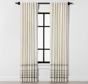 54”x108" Engineered Hem Stripe Curtain Panel Gray/Sour Cream - H & H Magnolia