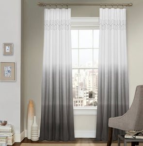 95"x52" Arashi Ombre Embroidery Light Filtering Curtain Panel Gray - Vue