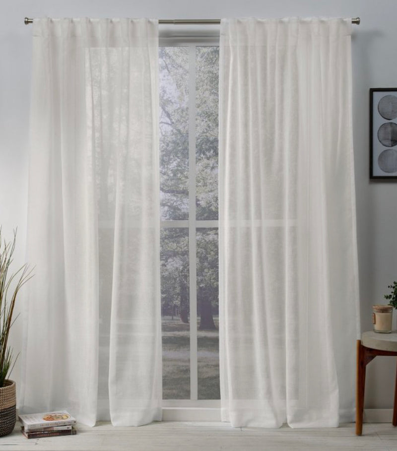Set of 2 (108"x50") Belgian Sheer Hidden Tab Top Curtain Panel Ivory - Exclusive Home