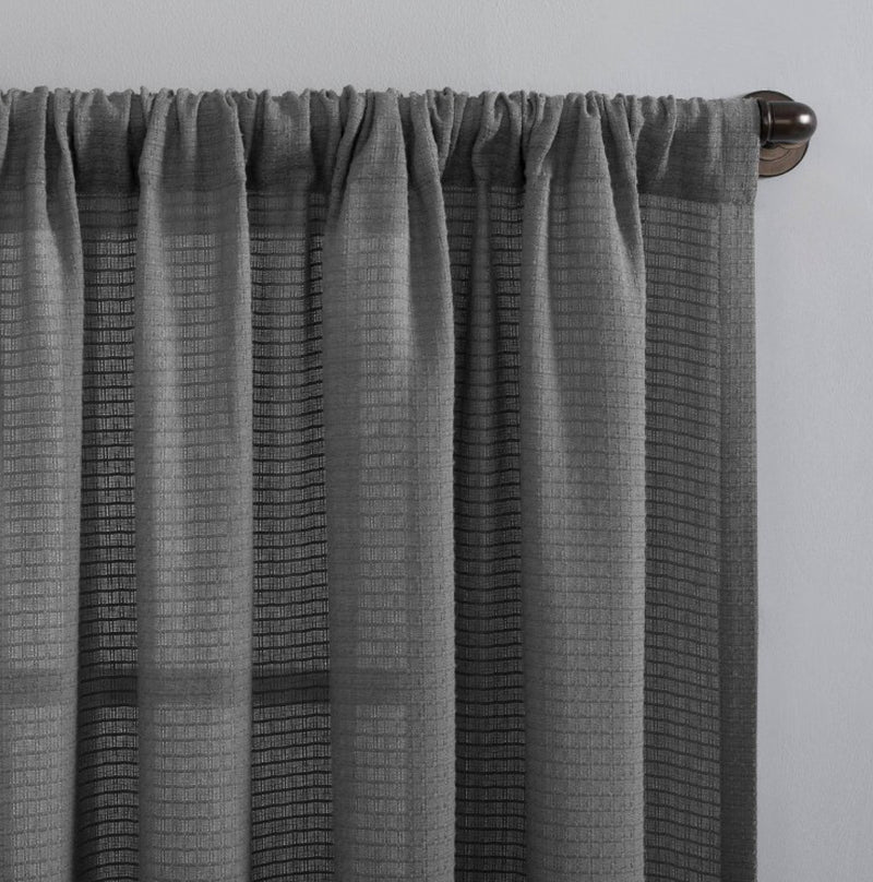 52 x 96 Waffle Texture Anti-Dust Light Filtering Curtain Panel (Gray)