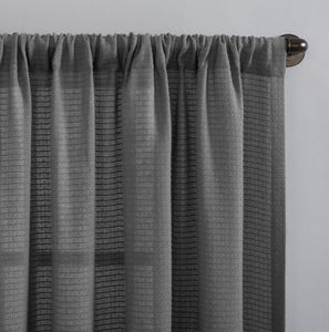 96"x52" Waffle Texture Anti-Dust Light Filtering Curtain Panel (Gray)