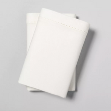 Load image into Gallery viewer, 2pk Standard Linen Blend with Hem Stitch Pillowcase Set - Sour Cream
