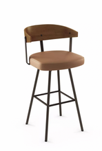 Load image into Gallery viewer, Quinton Swivel Counter Height Barstool Caramel Faux Leather/Brown Wood - Amisco
