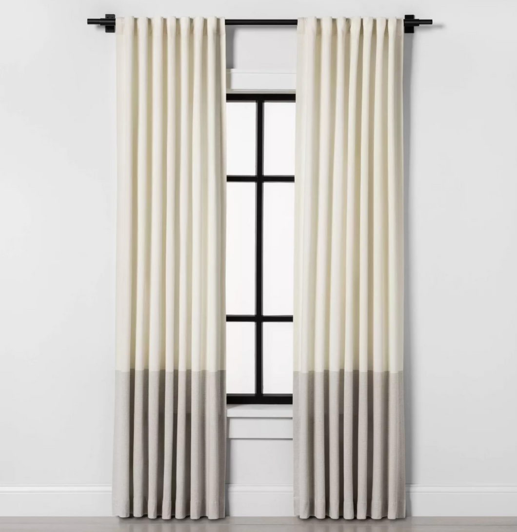 84 x 54 Colorblock Curtain Panel - Sour Cream/Gray