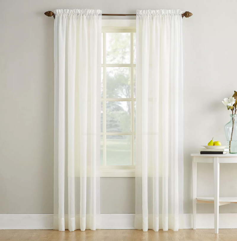 84"x51" Erica Crushed Sheer Voile Rod Pocket Curtain Panel White - No. 918