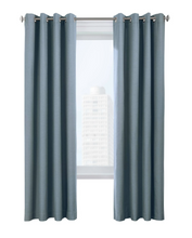 Load image into Gallery viewer, Set of 2 (84&quot;x52&quot;) Suprema Grommet Top Blackout Curtain Panels Indigo - Thermaplus
